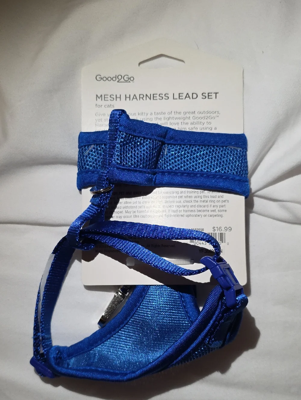 Good2Go Royal Blue Mesh Harness & Leash Set For Cats Neck 8-12 Inch Chest 12-17